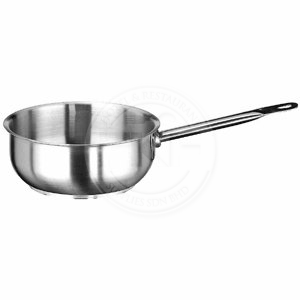 Paderno Stainless Steel 18/10 Sandwich Bottom Curved Saute Pan with One Handle