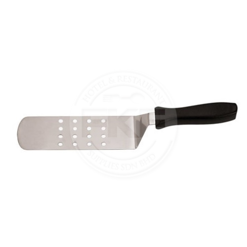 Paderno Stainless Steel Hamburger Turner Perforated Black Handle 24 X 7.2 CM