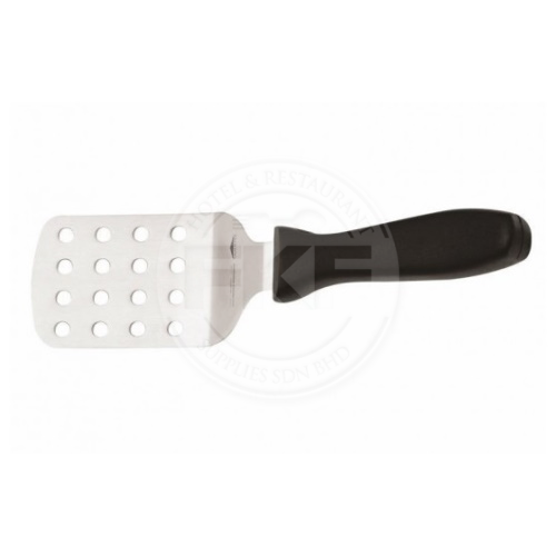 Paderno Stainless Steel Perforated Spatula Black Handle 13.5 X 7CM