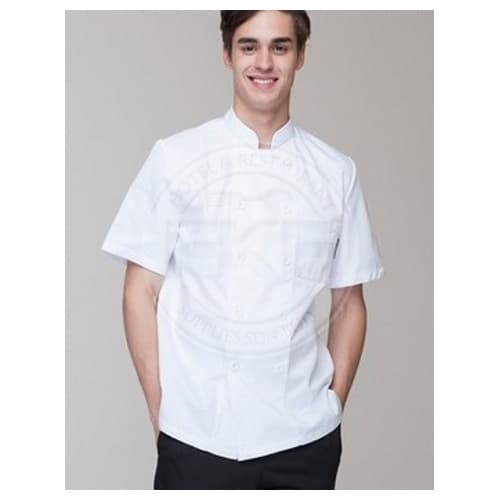 Chef's Uniform White Short Sleeve White Button
