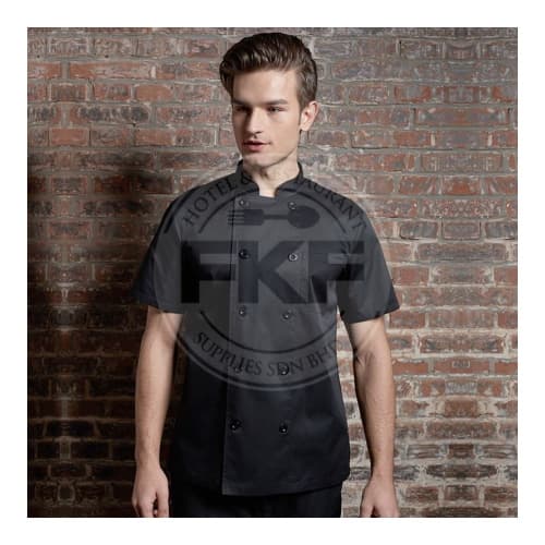 Chef's Uniform Black Short Sleeve Black Button