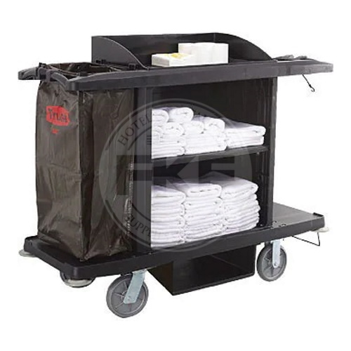 Trust Black Grandmaid Housekeeping Cart With 20 cm Wheels