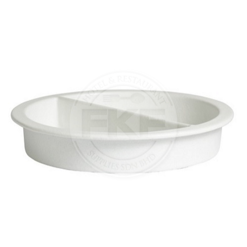 White Porcelain Round Food Pan 2 Compartment (China)