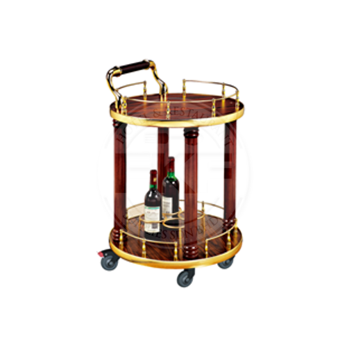 Wooden Round Beverage Trolley (China) (C-30A)