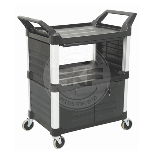Trust Black Hi5 Utility Cart 3 Shelf Load 90 Kg
