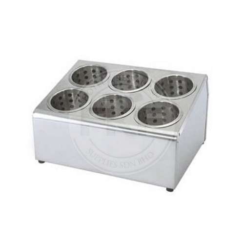 Stainless Steel Sqaure Cutlery Holder 6 Compartment With Stainless Steel Insert (China) (171705)