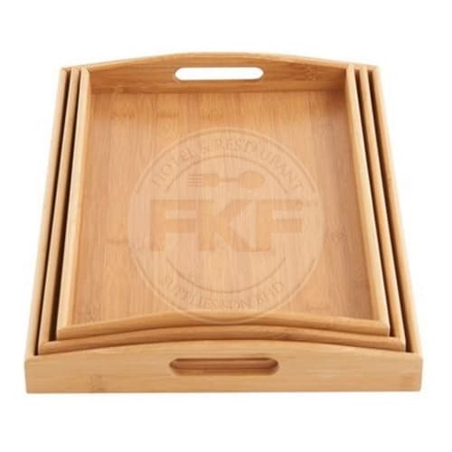 Acacia Natural Room Service Tray With Ply Wood Base & 2 Side Handle