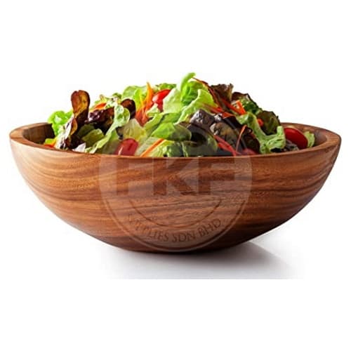 Solid Wood Large Acacia Wok Bowl (MW.1026)