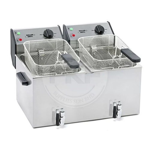 Roller Grill Double Electric Counter-Top Fryer With Drain Tap (FRANCE) (FD80DR)