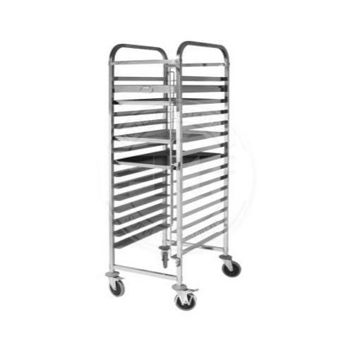 Stainless Steel Cake Pan Trolley For 60 X 40 CM Tray Capacity: 16 Trays (X1310)