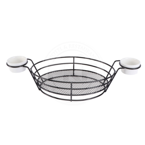 Black Oval Wire Baskets With 2 Ramekin-Mesh Bottom (XRB18)