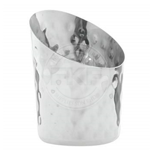 Stainless Steel Mirror Hammered Slanting French Fry Cup (India) (FF85HTP)