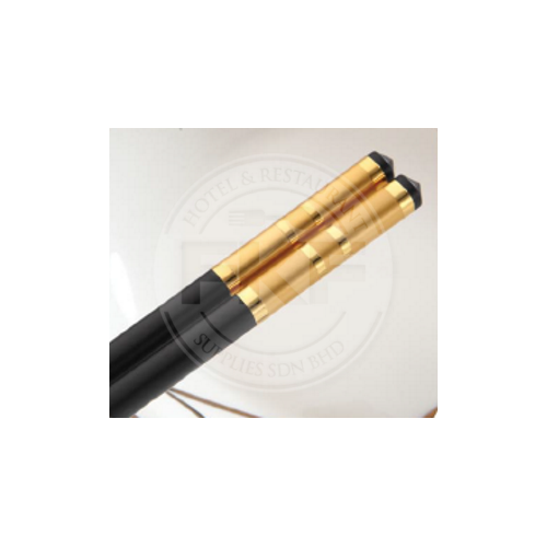 Black Alloy Chopstick With Non Slip Coating (Gold / Silver Top)