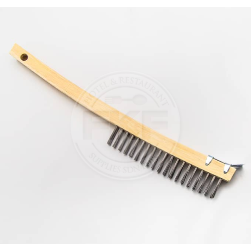 Wooden Wire Grill Brush With Scraper (AMC-USA) (1347)