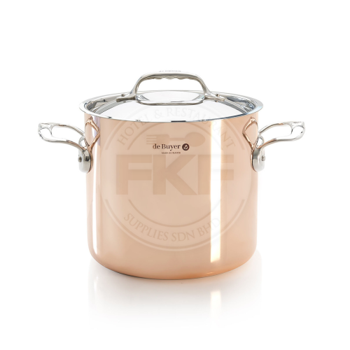DeBuyer "Prima Matera" Stockpot Copper Outside Stainless Steel Inside & Stainless Steel Lid