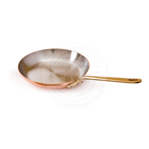 Mauviel Copper Round Frypan Stainless Steel Inside With 1 Bronze Handle (FRANCE)