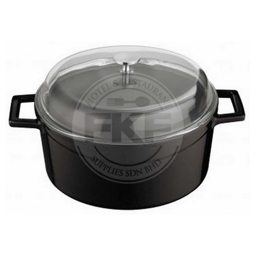 Lava Black Round Casserole With Glass Lid