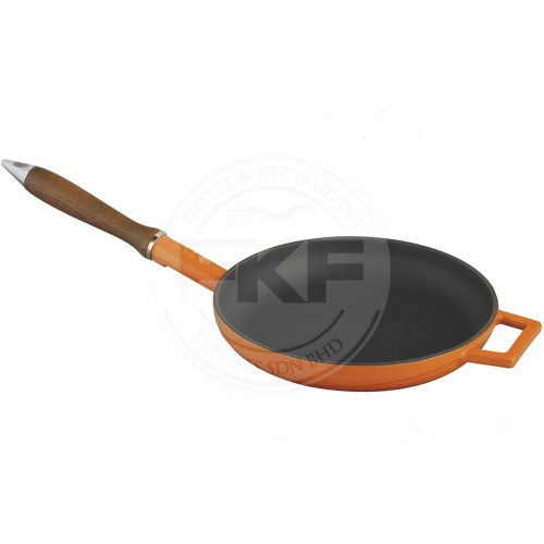 Lava Orange Round Frypan With Wood Handle