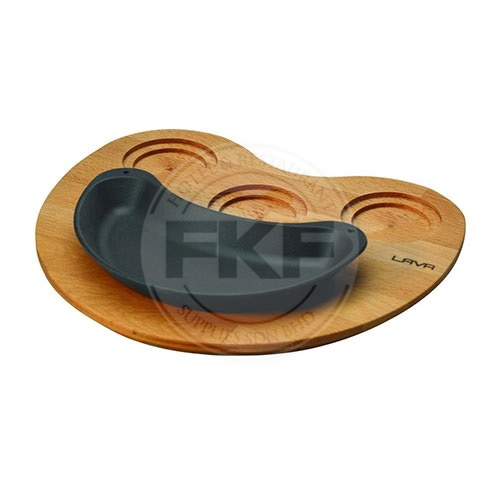 Lava Fujita Plate & Wooden Platter Ying Yang Shaped
