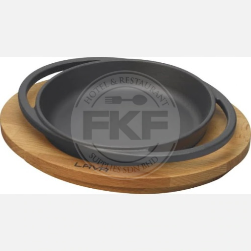Lava Black Round Dish & Wooden Platter