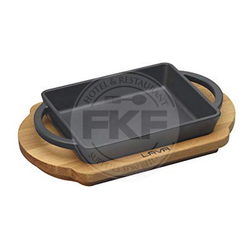 Lava Rectangular Dish With Wooden Platter