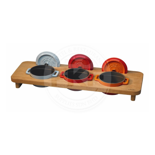Lava Wooden Stand For 3 Mini Round Casserole 10CM