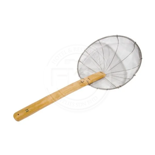 Stainless Steel Oil Strainer With Bamboo Handle 