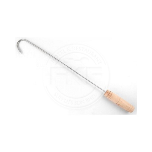 Stainless Steel 8MM Long 'J' Shape Hook With Wood Handle