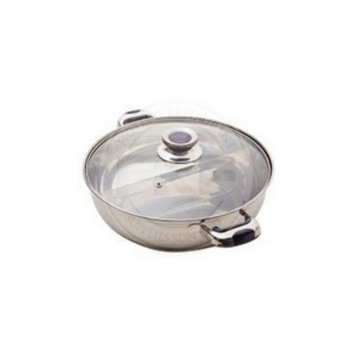 Stainless Steel Steamboat Pot With Divider & Glass Lid
