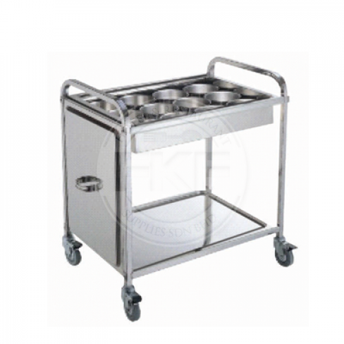 Stainless Steel Condiment Trolley With 12 Container & Lid