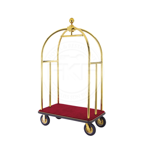 Birdcage Trolley Stainless Steel Mirror Finish Red Carpet 
