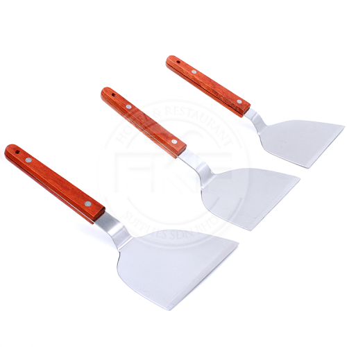 Stainless Steel Teppanyaki Turner Wood Handle