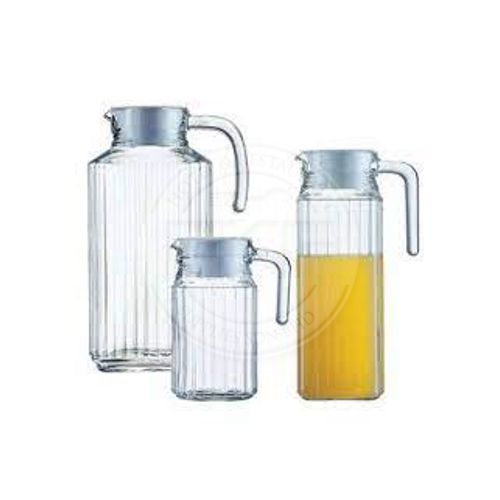 Quadro Square Stripe Glass Jar With Plastic Lid