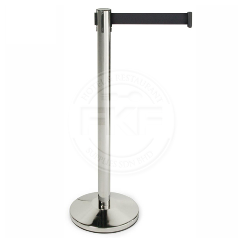 Stainless Steel Self Retractable Q-Up Stand Flat Base With Color Belt 