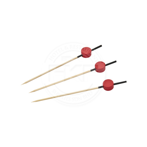 Bamboo Skewer Black Top Red Flat Pearl