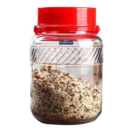 Freyr Glass Jar With Red Plastic Lid