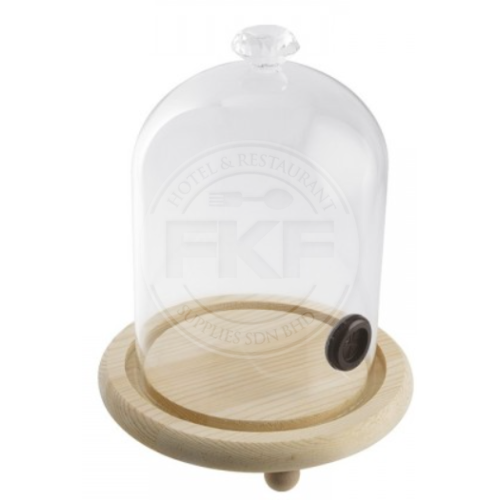 Cloche For Smoker With Wood Base