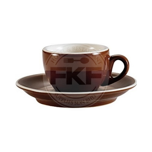 Round Brown Coffee Cup With Saucer