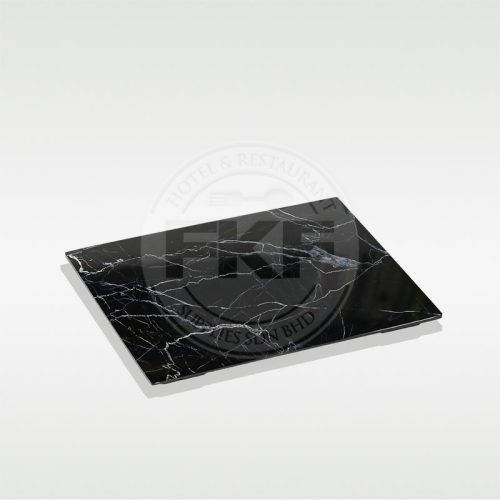 Melamine Marble 1/2 Footed Platter Black (Xemein)