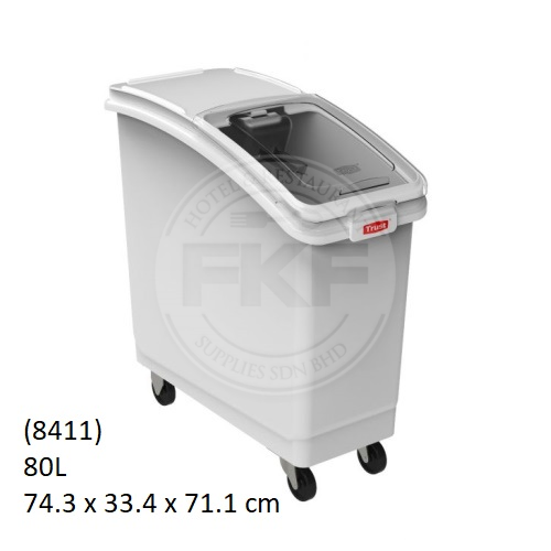 Trust White Food Material Storage Bin Sliding Lid With Scoop