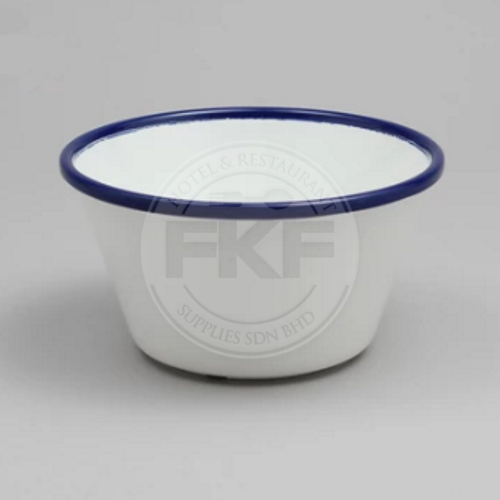 Melamine Enamel Look 5" Round Bowl Blue Rim